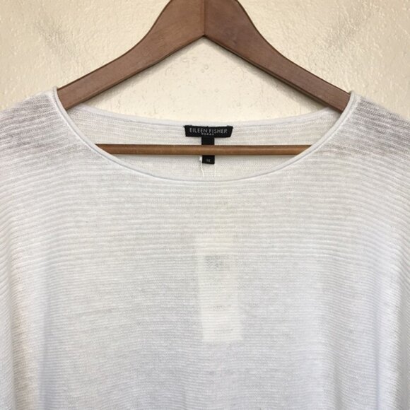 Eileen Fisher Organic Linen Bateau Neck Box Sweater Top - Picture 3 of 7